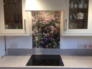 splashback featuring abstract wildflower meadow image