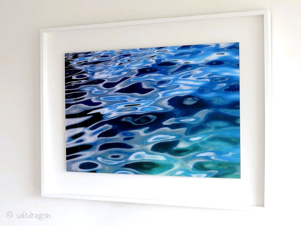 Summer sea at Rosemullion 75cm x 50cm under 2mm acrylic and framed in white tulipwood