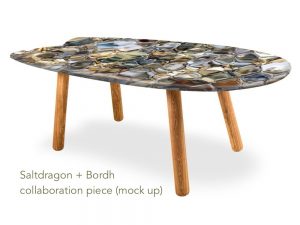 mock-up of surf board table - a collaboration piece between Saltdragon and Bordh